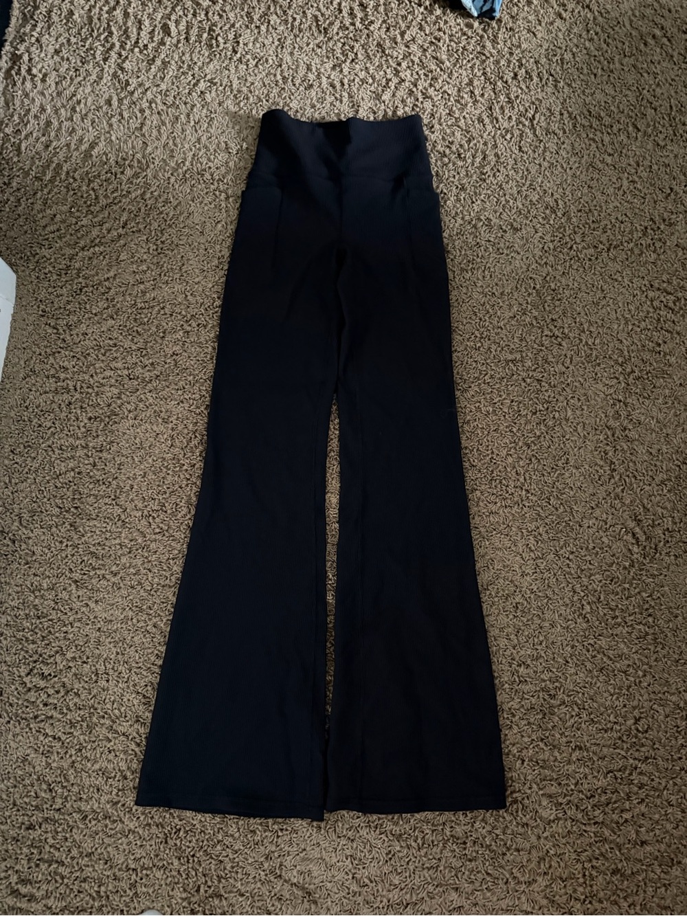 Athleta Black Ribbed Flared Pants